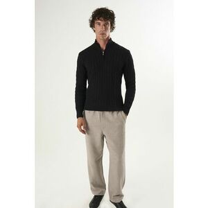 Pulover regular fit cu fenta cu fermoar - Negru imagine