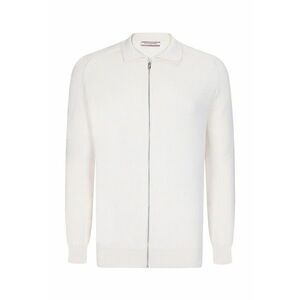 Cardigan cu fermoar si maneci raglan - Alb optic imagine