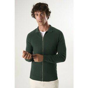Cardigan cu fermoar si maneci raglan - Verde aquamarin imagine
