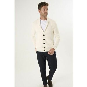 Cardigan cu decolteu in V si buzunare laterale - Crem imagine