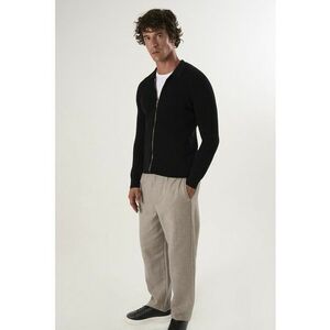 Cardigan cu fermoar si maneci raglan - Negru imagine