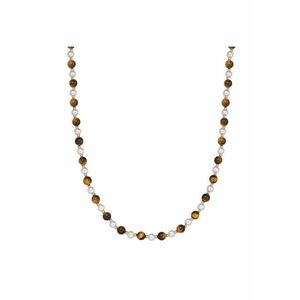 Colier cu perle naturale si margele Tiger Eye - Maro imagine