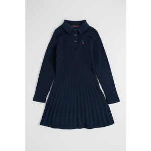 Rochie evazata tricotata din bumbac organic - Bleumarin - imagine
