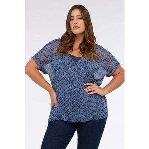 Bluza din sifon cu decolteu in V - Albastru prafuit imagine
