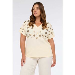 Tricou cu paiete - Auriu/Crem imagine
