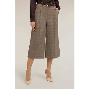 Pantaloni evazati cu model houndstooth - Maro/Maro camel imagine
