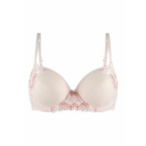 Sutien push-up cu insertii de dantela - Bej imagine