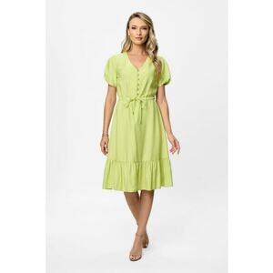 Rochie midi cu decolteu in V Nancy - Verde lime imagine