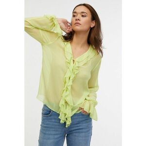 Bluza cu volane si decolteu in V - Verde lime imagine