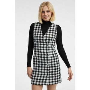 Rochie-sacou scurta cu model in carouri - Alb/Negru imagine