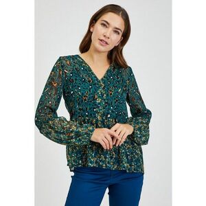 Bluza cu model si decolteu in V - Negru/Maro imagine