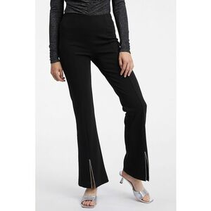 Pantaloni cu talie inalta si model uni - Negru imagine