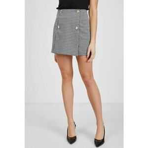 Fusta-pantalon mini cu model houndstooth - Alb/Negru imagine