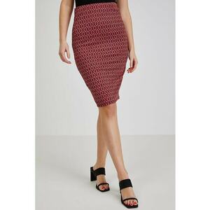 Fusta midi cu croiala cambrata si model - Negru/Rosu inchis imagine