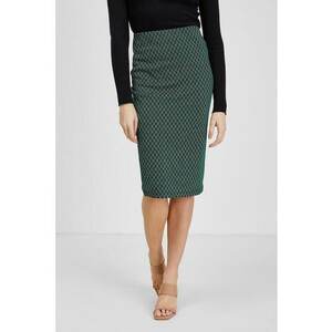 Fusta midi cu croiala cambrata si model in carouri - Verde imagine