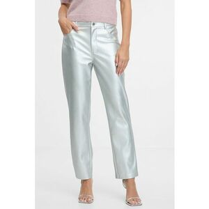 Pantaloni drepti cu aspect metalic - Argintiu imagine