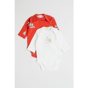 Set de body-uri din amestec de bumbac cu model -2 piese - Rosu inchis/Alb murdar imagine