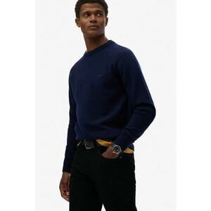 SUPERDRY - Pulover regular fit din amestec de lana cu maneci raglan - Bleumarin imagine