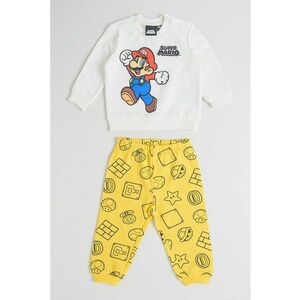 Pijama cu imprimeu si talie elastica Super Mario - Galben sofran/Alb murdar imagine