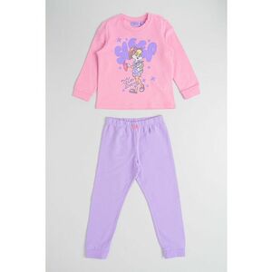 Pijama lunga din bumbac cu talie elastica - Roz pastel imagine