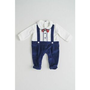 Salopeta cu botosei si model 2in1 - Alb/Bleumarin imagine