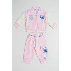 Set de bluza cu imprimeu si fermoar si pantaloni de trening - 2 piese - Roz pastel/Argintiu/Albastru deschis imagine