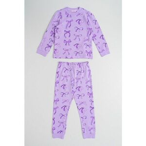 Pijama lunga cu imprimeu cu funda - Lila imagine