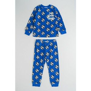 Pijama lunga cu model - Albastru pastel/Negru stins/Alb optic imagine
