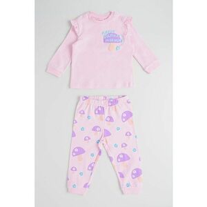 Pijama lunga cu model cu ciuperci - Violet/Roz pastel/Piersica imagine