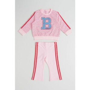Set de bluza si colanti cu imprimeu - 2 piese - Roz zmeuriu/Argintiu/Roz pal imagine