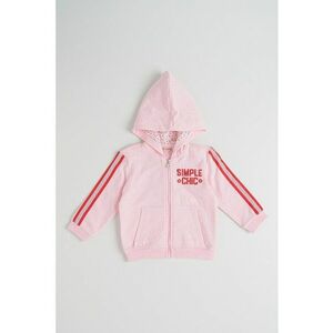Hanorac cu fermoar si segmente contrastante laterale - Roz zmeuriu/Roz pastel/Argintiu imagine