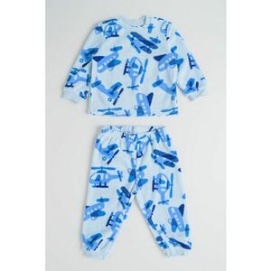 Pijama din material fleece cu model - Albastru pastel/Albastru deschis imagine