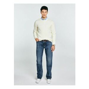 Pulover barbati - cu impletitura si broderie - crem - material tricotat imagine