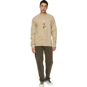 Bluza de trening cu imprimeu si decolteu la baza gatului - Maro nisip imagine
