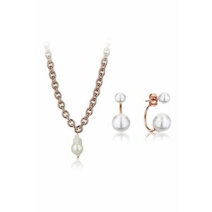 Set de cercei si colier din otel inoxidabil - Auriu rose imagine