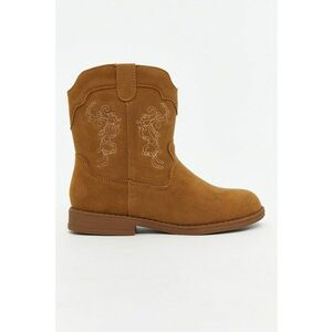 Ghete cowboy din piele intoarsa sintetica - Caramel imagine