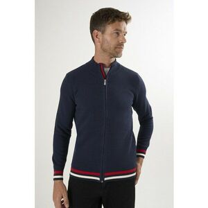 Cardigan tricotat cu terminatii cu dungi - Bleumarin imagine