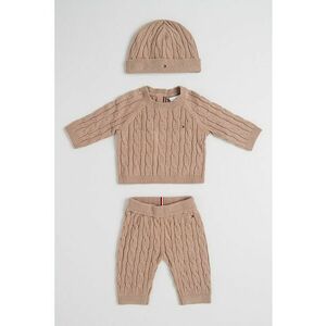 Set de imbracaminte cu model torsade - 3 piese - Maro camel imagine