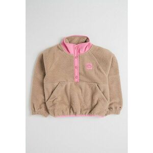 Bluza de trening din material fleece cu fenta cu capsa - Maro camel/Roz imagine