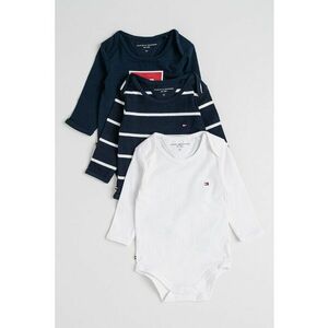Set de body-uri cu maneci lungi si logo brodat - 3 piese - Rosu/Alb/Bleumarin imagine