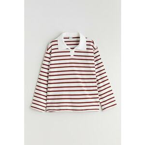 Bluza polo de bumbac cu dungi - Visiniu/Roz pal imagine