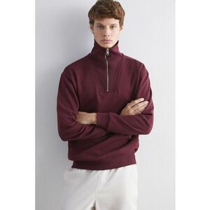 Bluza de trening cu fenta cu fermoar - Visiniu imagine
