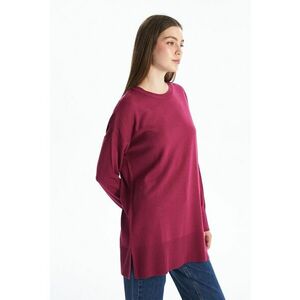 Pulover lejer cu slituri laterale - Fucsia imagine