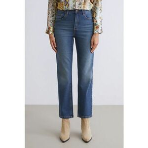 Blugi crop mom fit - Albastru deschis imagine