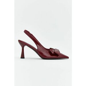 Pantofi slingback de piele ecologica cu funda - Visiniu imagine