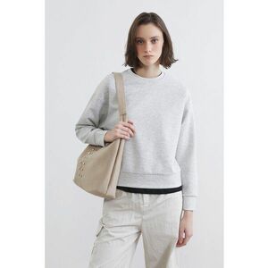 Bluza de trening cu decolteu la baza gatului si model uni - Gri melange imagine