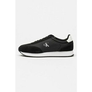 Pantofi sport low-cut Retro Runner cu garnituri de piele intoarsa - Alb/Negru imagine