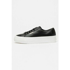 Pantofi sport din piele si piele ecologica cu talpa flatform - Negru imagine