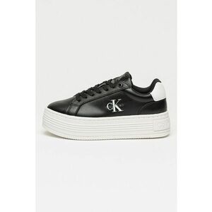 Pantofi sport din piele si piele ecologica cu talpa flatform - Negru imagine