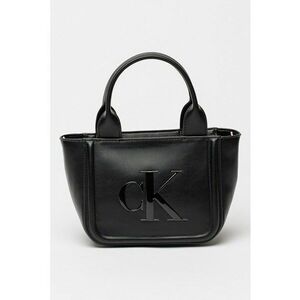 Geanta tote din piele cu model monograma in relief - Negru imagine